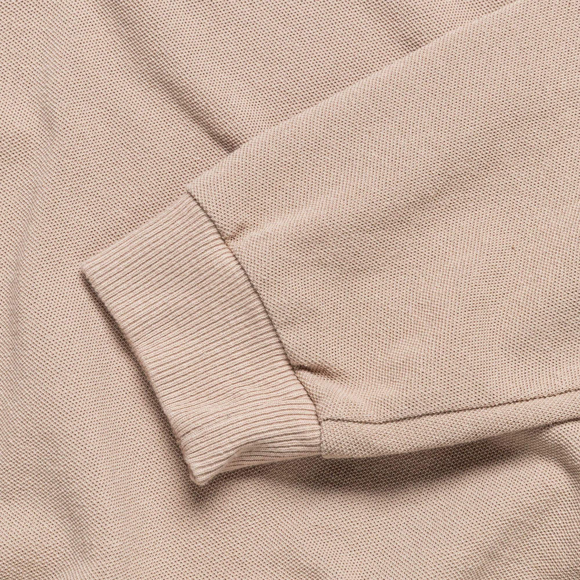 Piquet Large Pointed Collar Retro Polo - Beige - Image 3