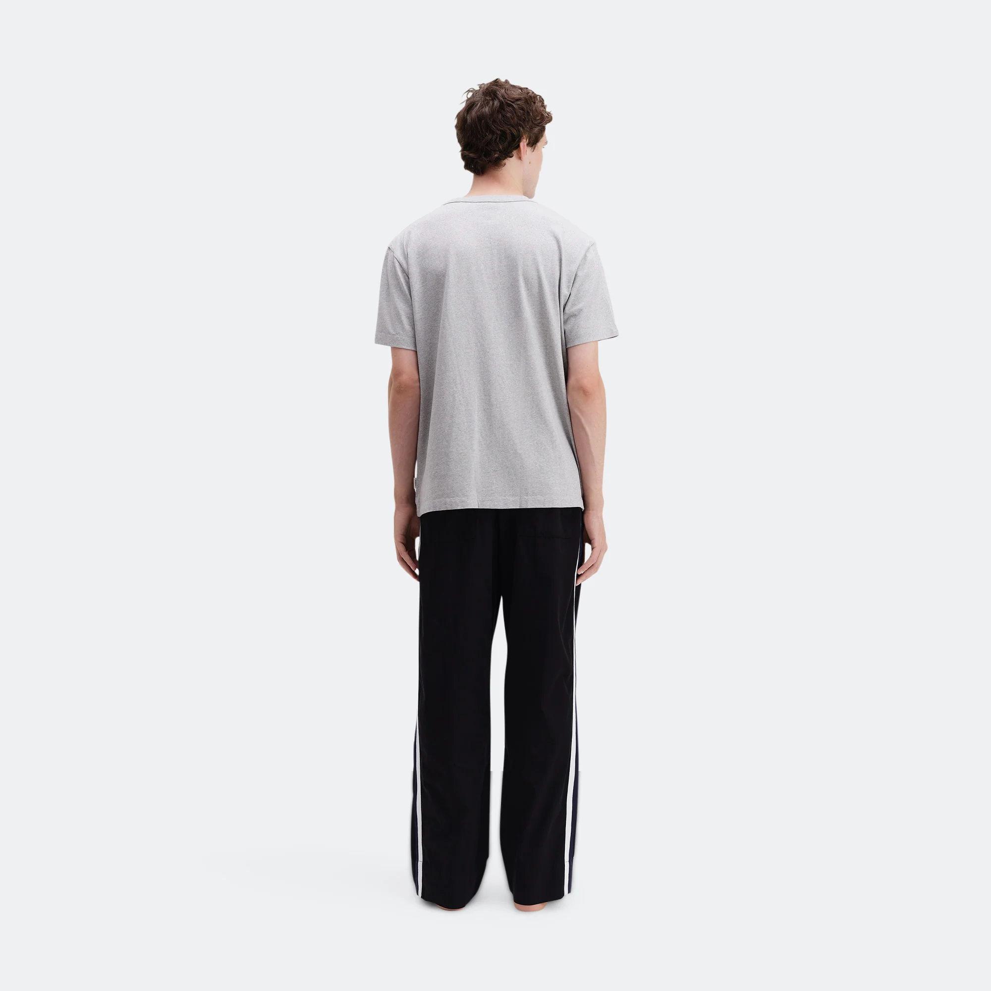 Pyjama Pants Grosgrain Side Stripe - All Black Cotton Poplin - Image 4