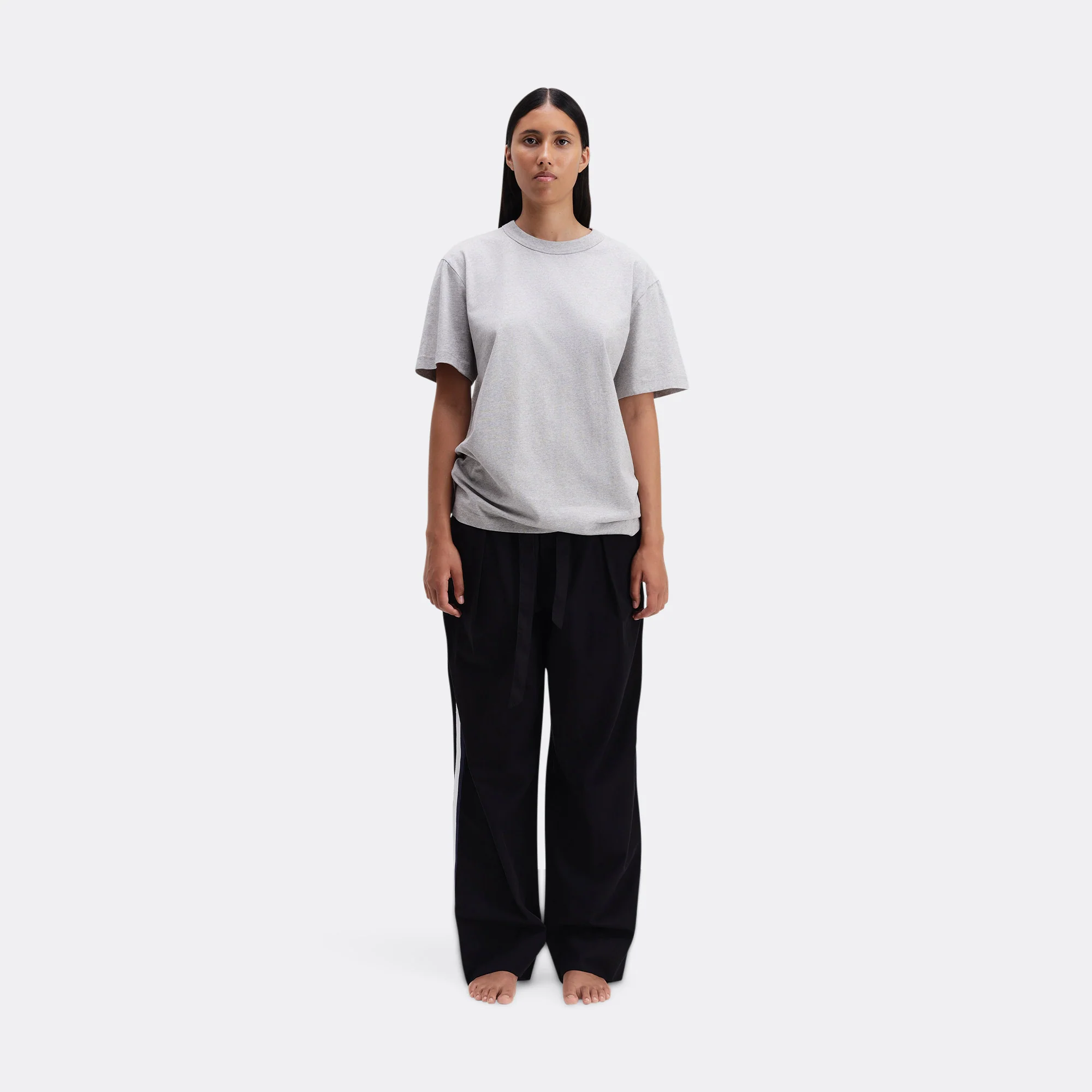 Pyjama Pants Grosgrain Side Stripe - All Black Cotton Poplin - Image 7