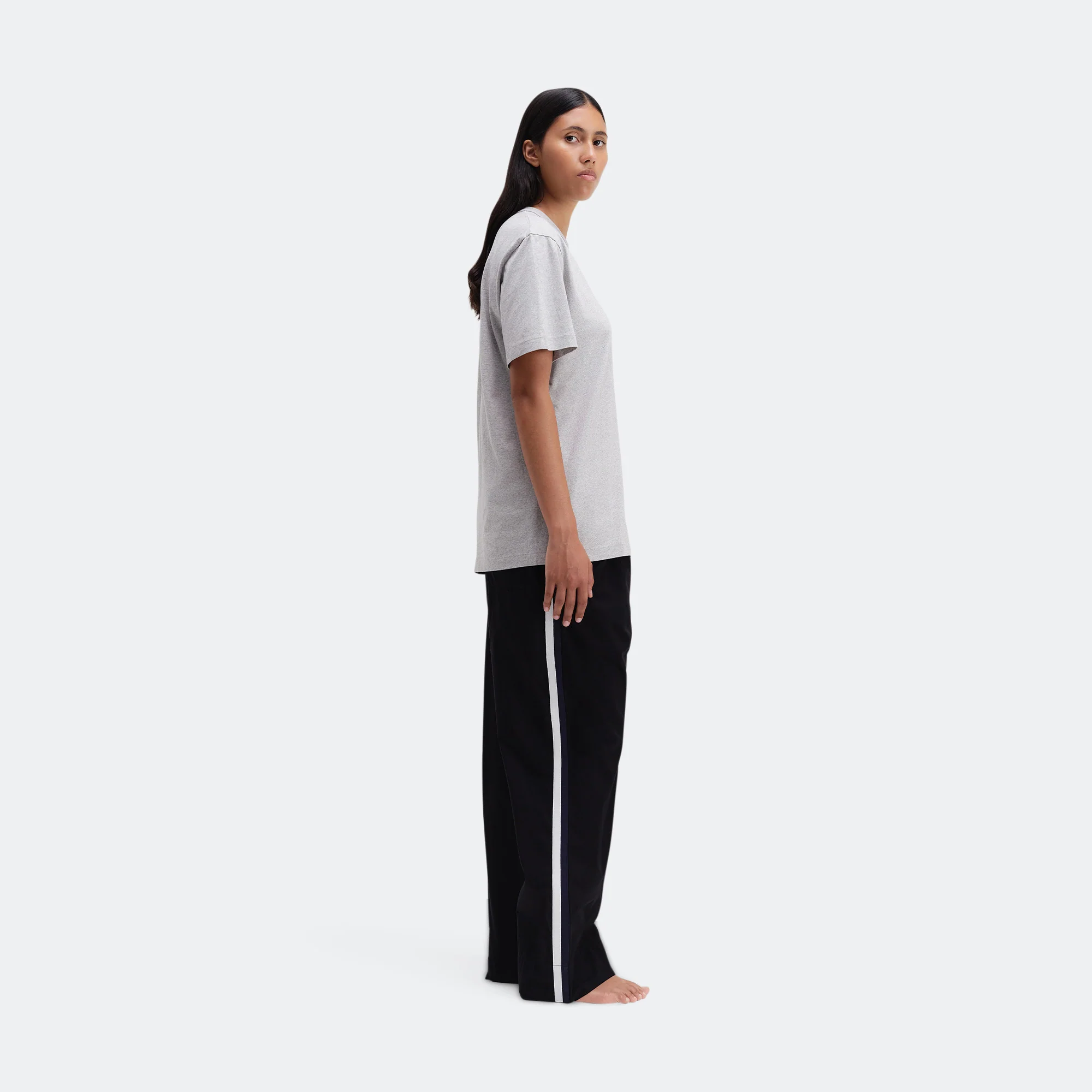 Pyjama Pants Grosgrain Side Stripe - All Black Cotton Poplin - Image 8