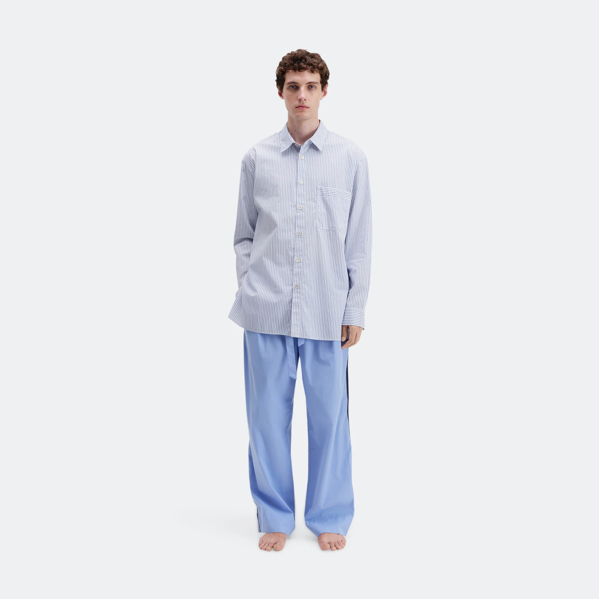 Pyjama Shirt - Orchid Stripes Cotton Poplin - Image 2