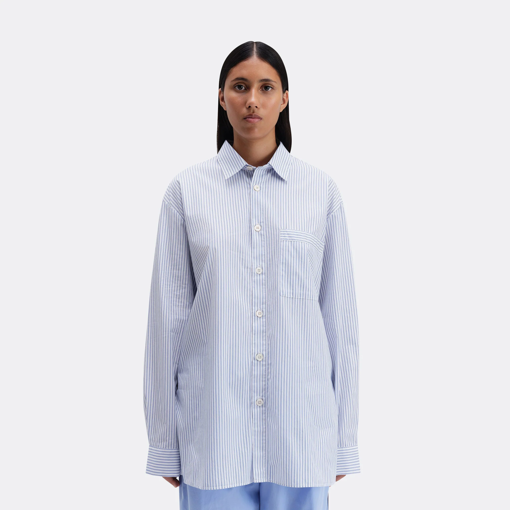 Pyjama Shirt - Orchid Stripes Cotton Poplin - Image 8