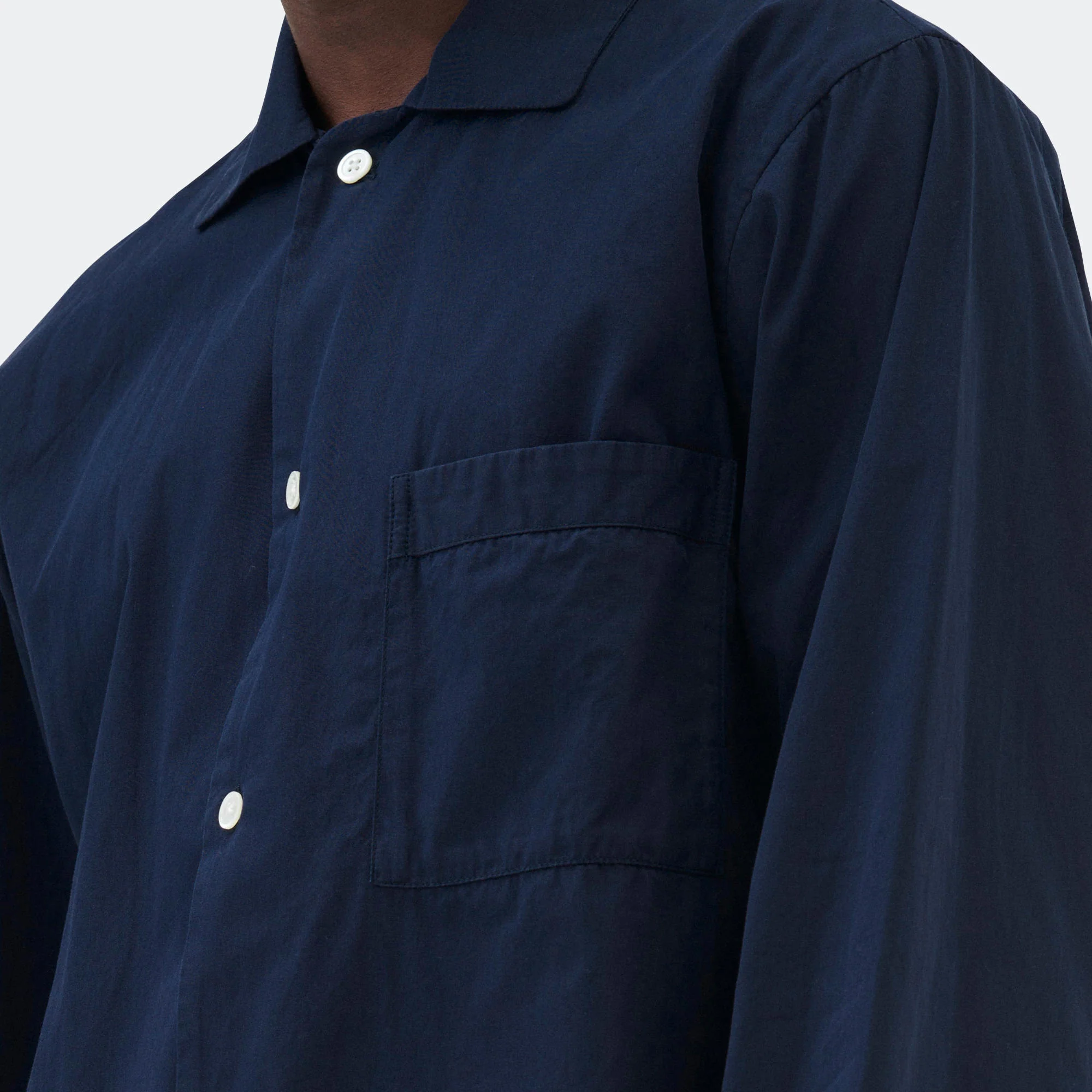 Pyjama Shirt - True Navy Cotton Poplin - Image 4