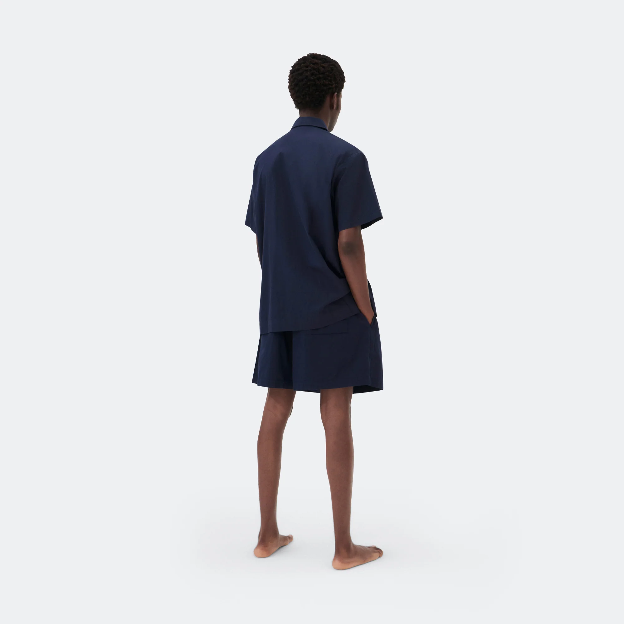 Pyjama Shorts - True Navy Cotton Poplin - Image 3