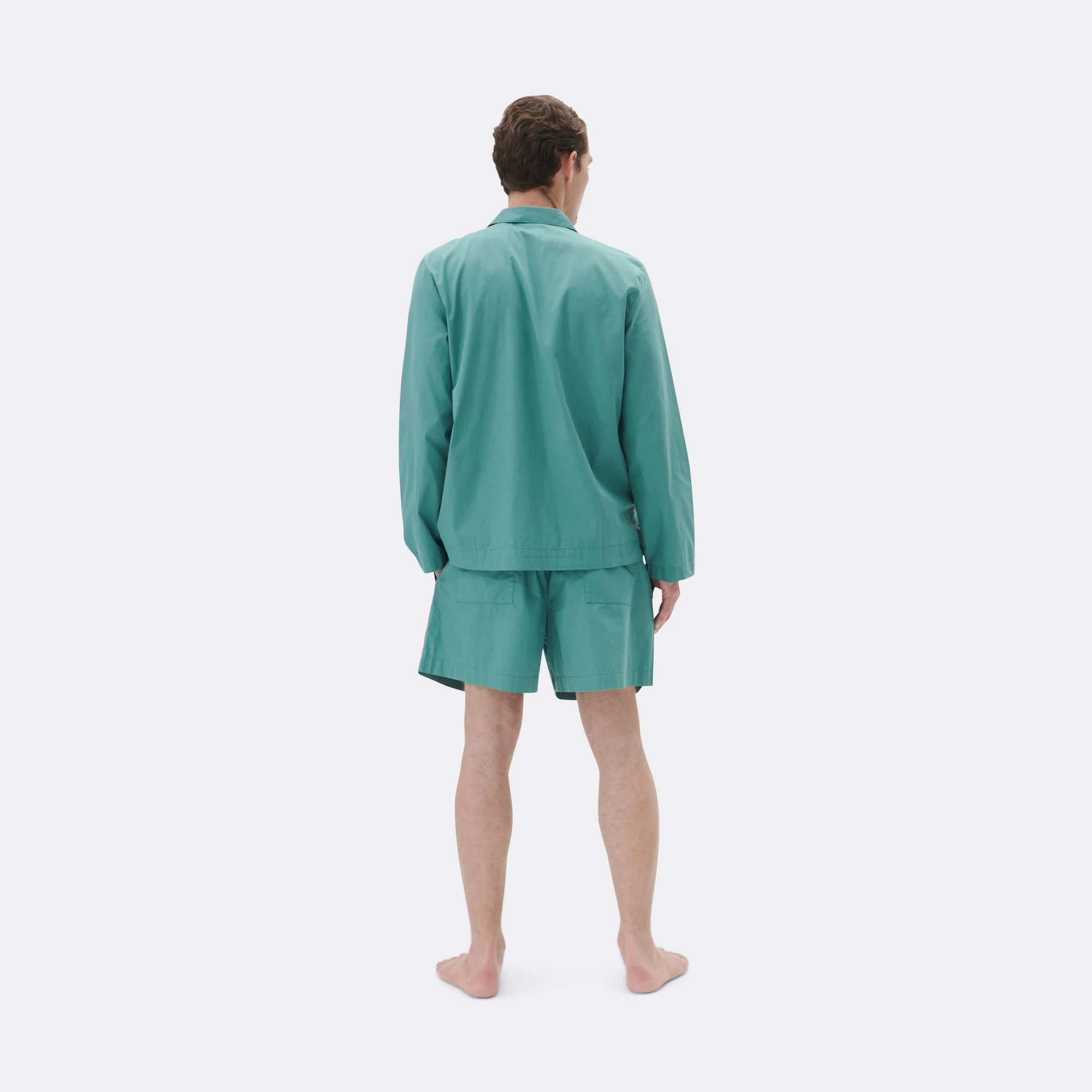 Pyjama Shorts - Vintage Green Cotton Poplin - Image 4