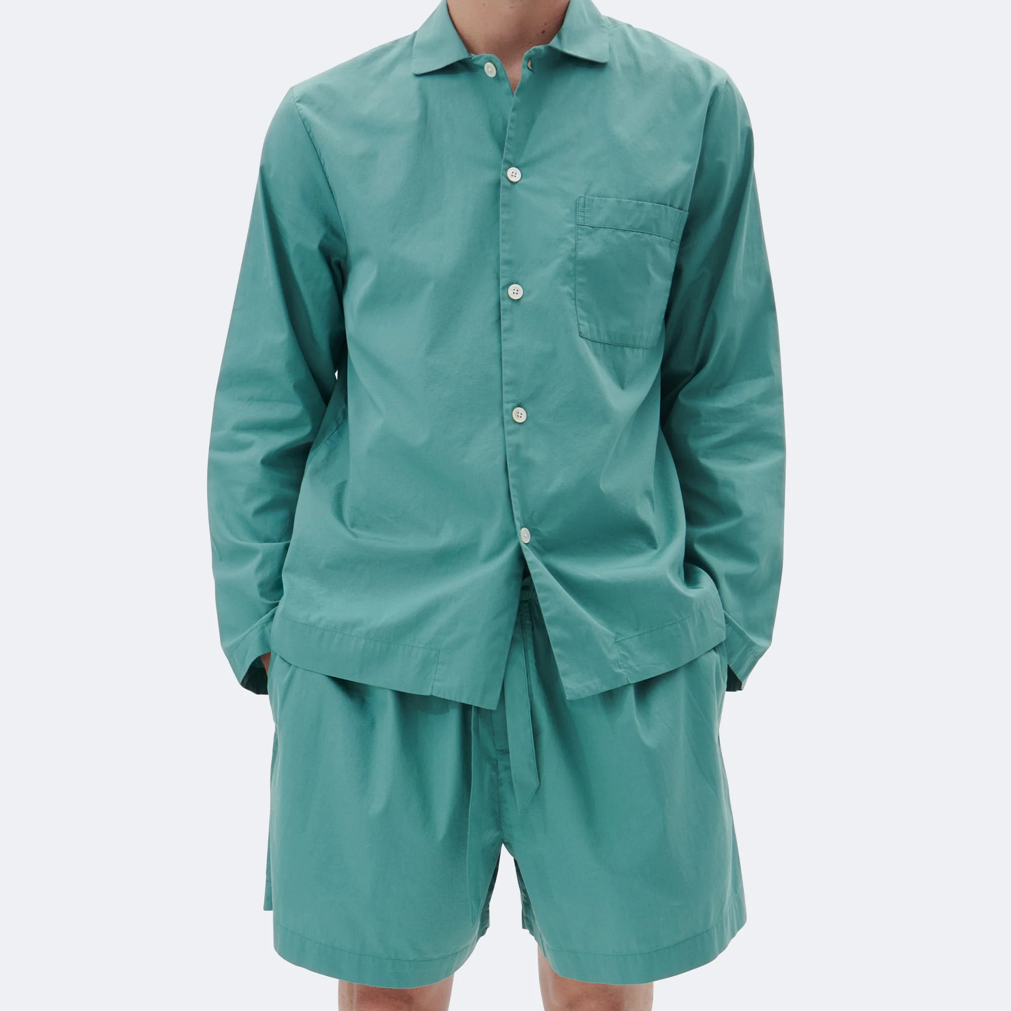 Pyjama Shorts - Vintage Green Cotton Poplin - Image 5