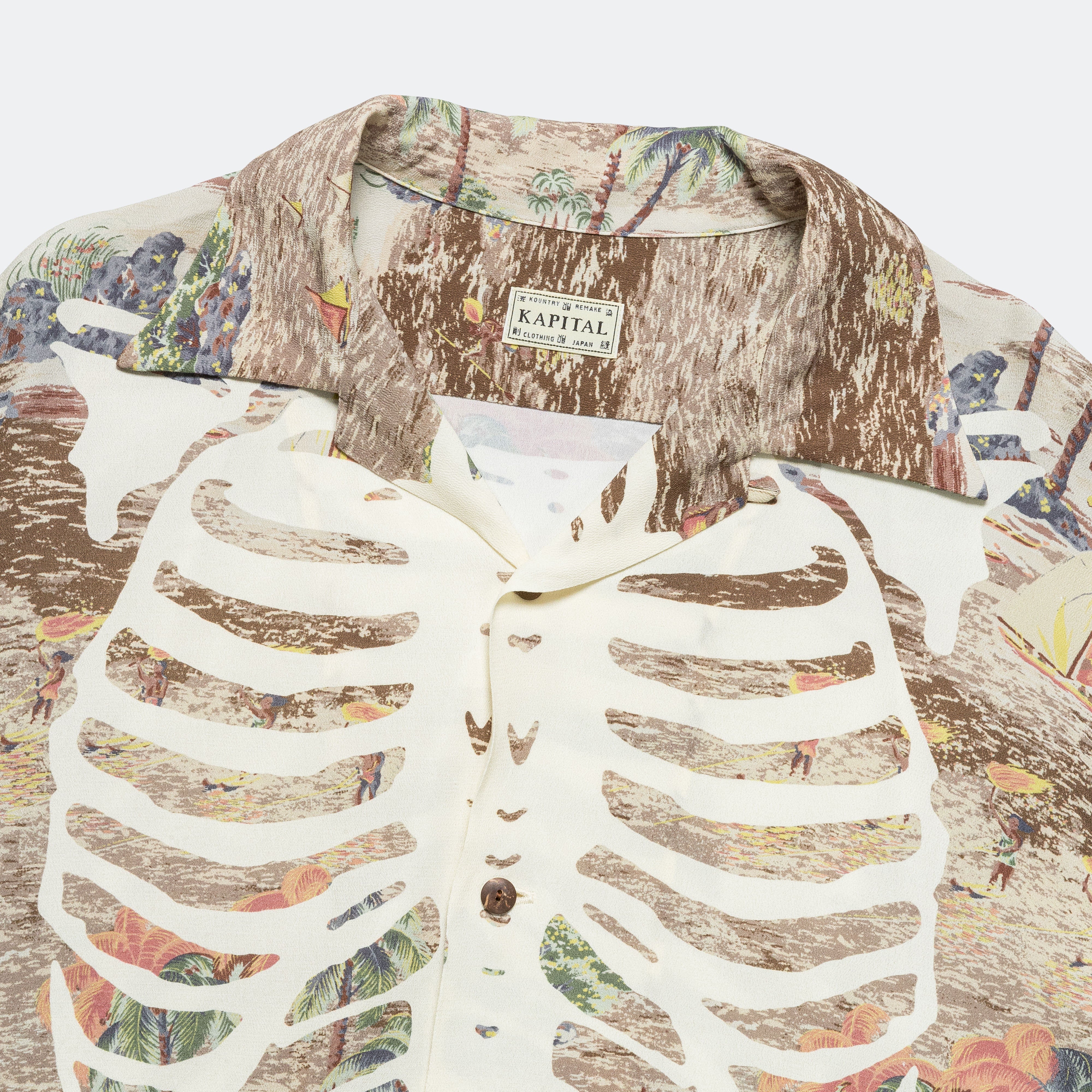 Rayon KAMEKAMEHA BONE Aloha Shirt - Brown - Image 3