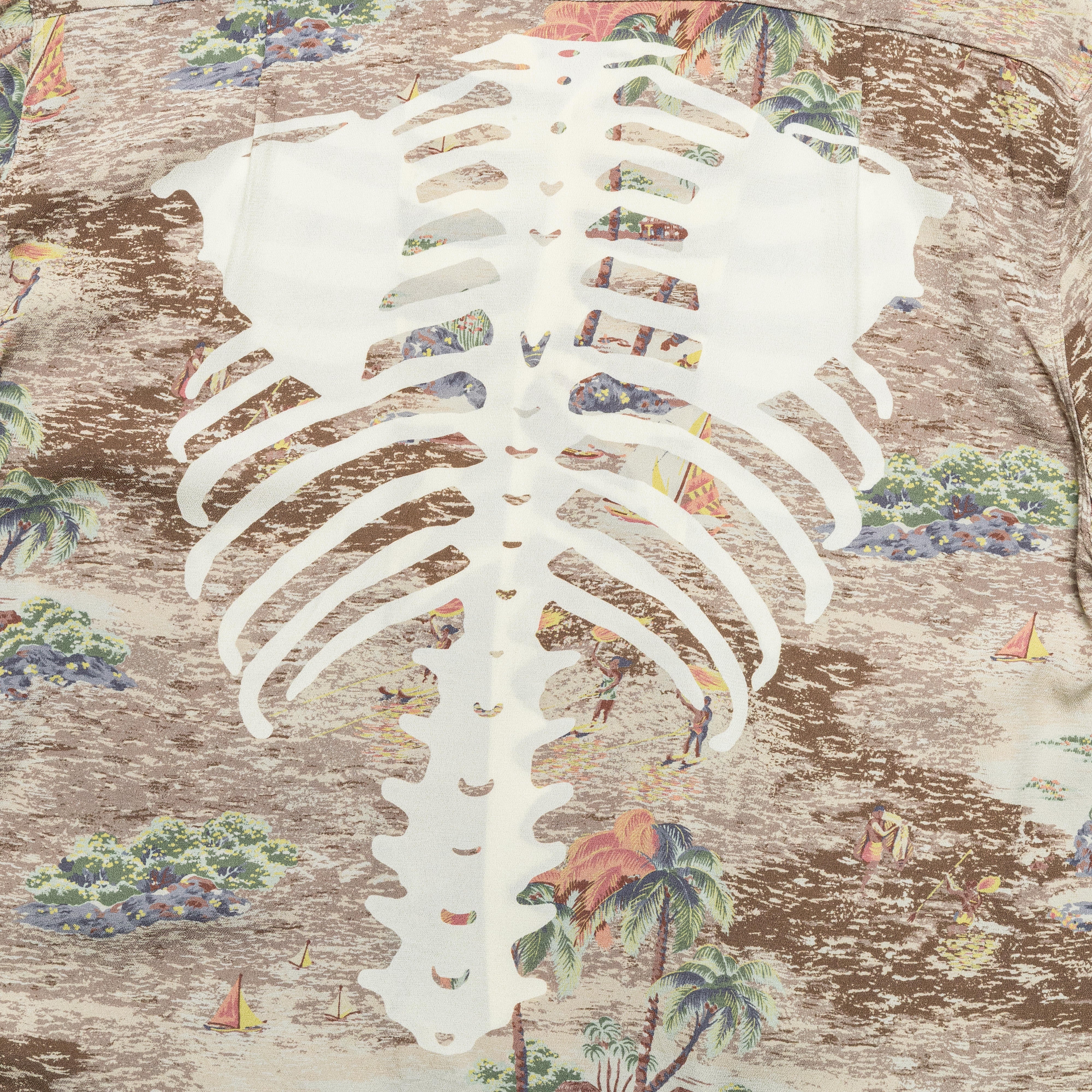 Rayon KAMEKAMEHA BONE Aloha Shirt - Brown - Image 7