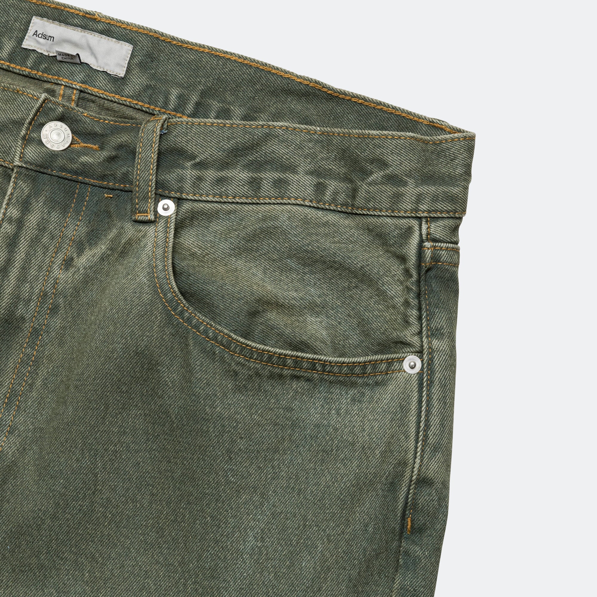 Relaxed Fit Overdyed Denim - Green - Image 4