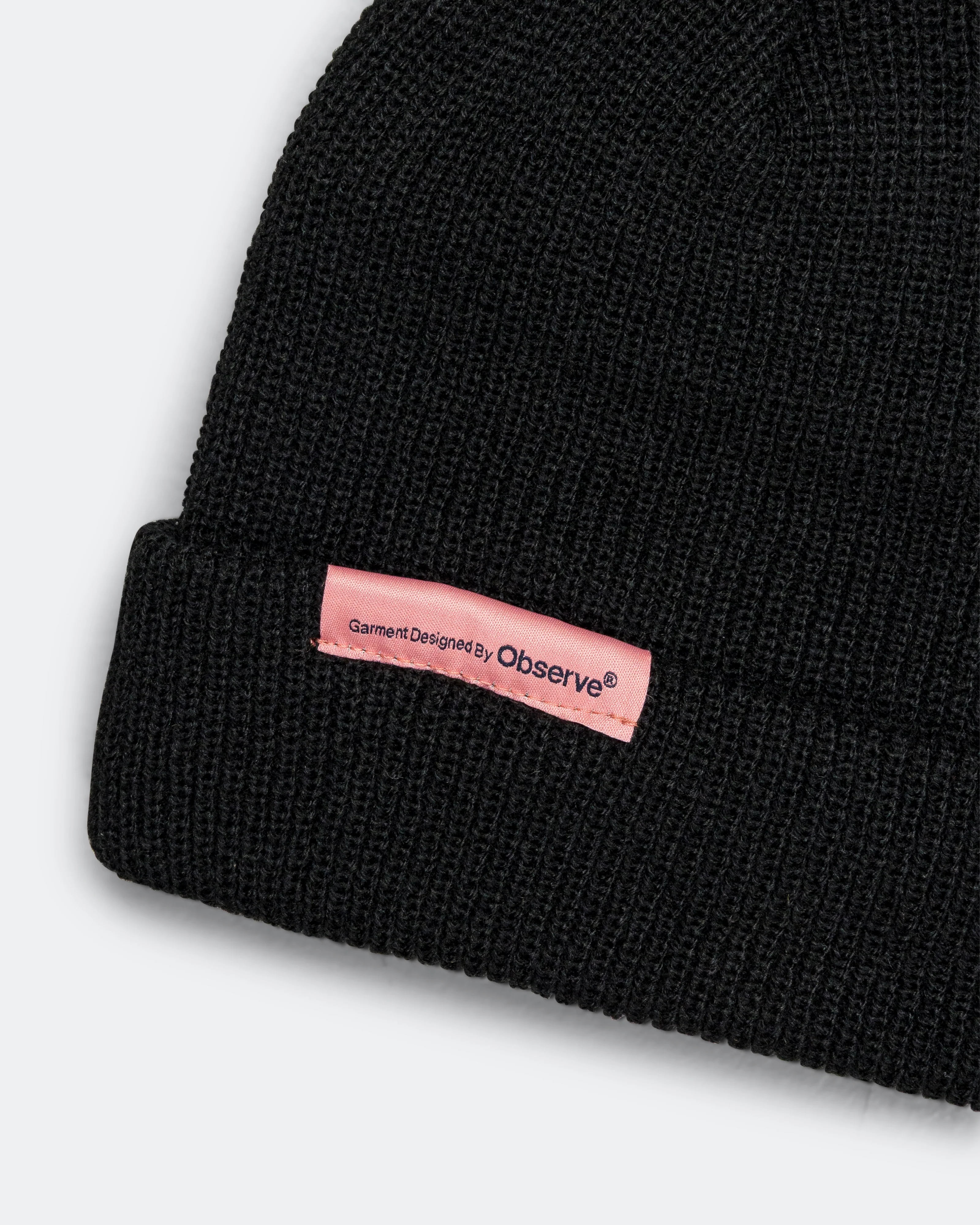 Ribbed Knit Label Beanie - Black - Image 3