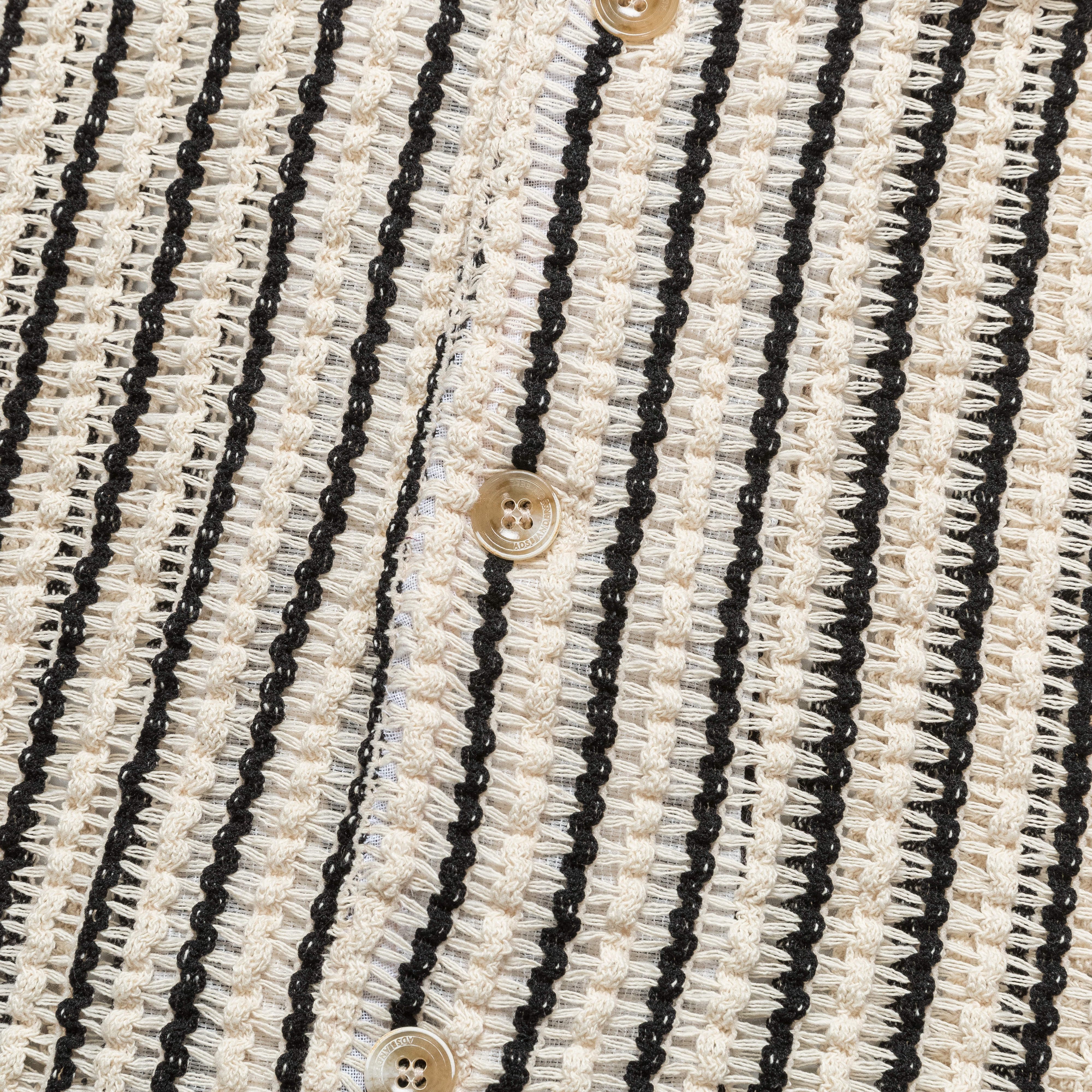 Sheer Stripe Knit SS Shirt - Ecru - Image 3