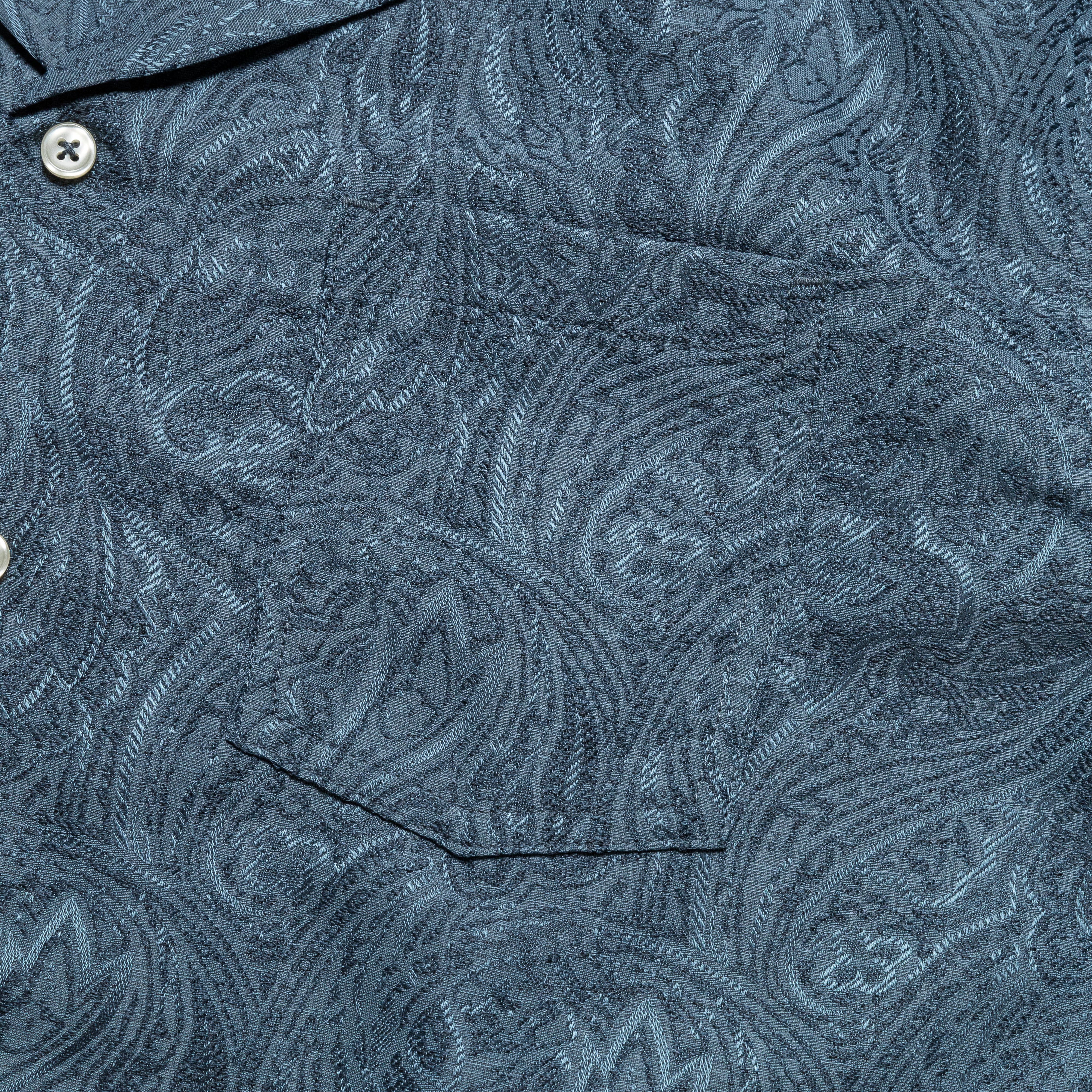 Short Sleeve Camp Collar - Blue Paisley - Image 3
