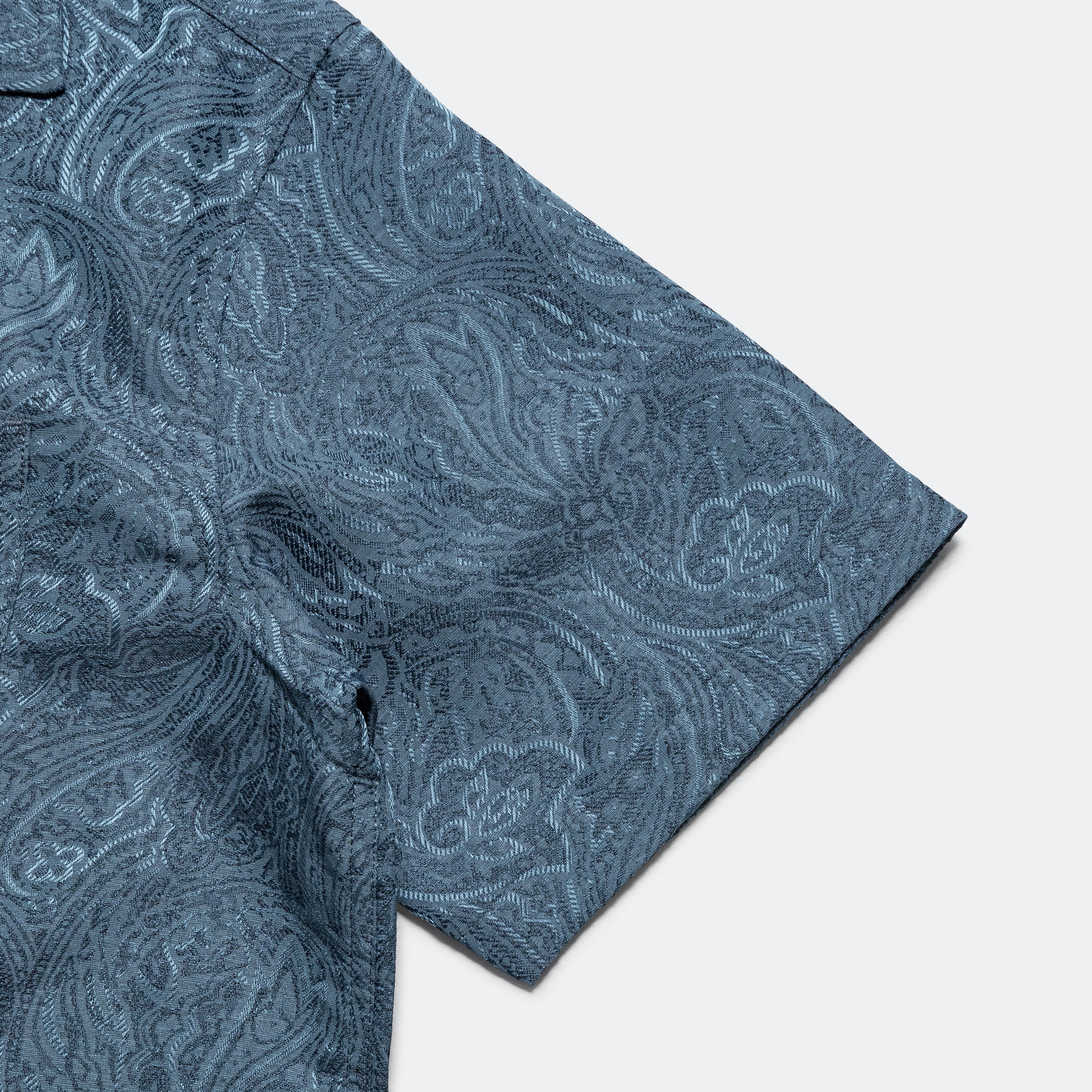 Short Sleeve Camp Collar - Blue Paisley - Image 4