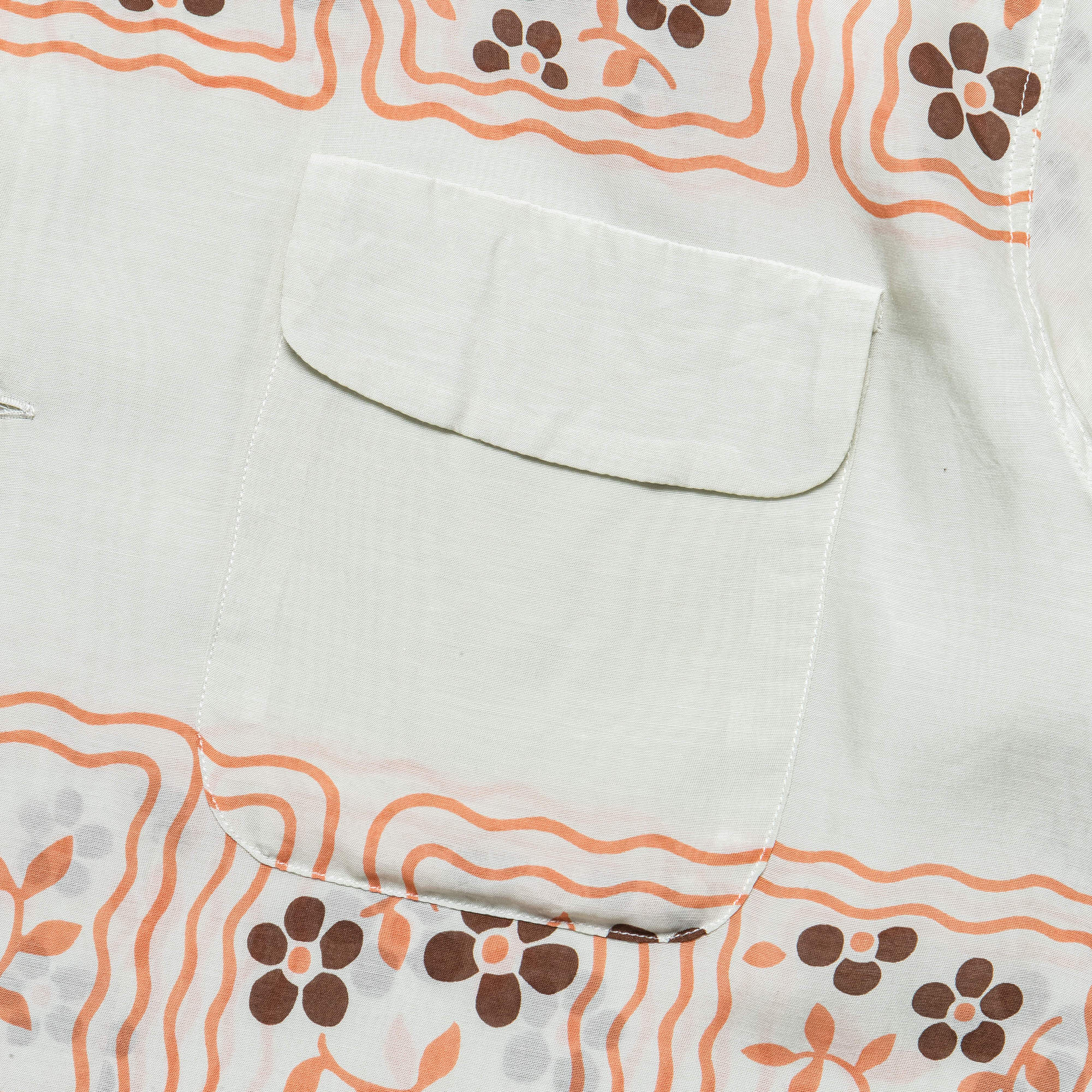 Silk Rayon COOKIE WRANGLE Collar Aloha Shirt - Ecru - Image 3