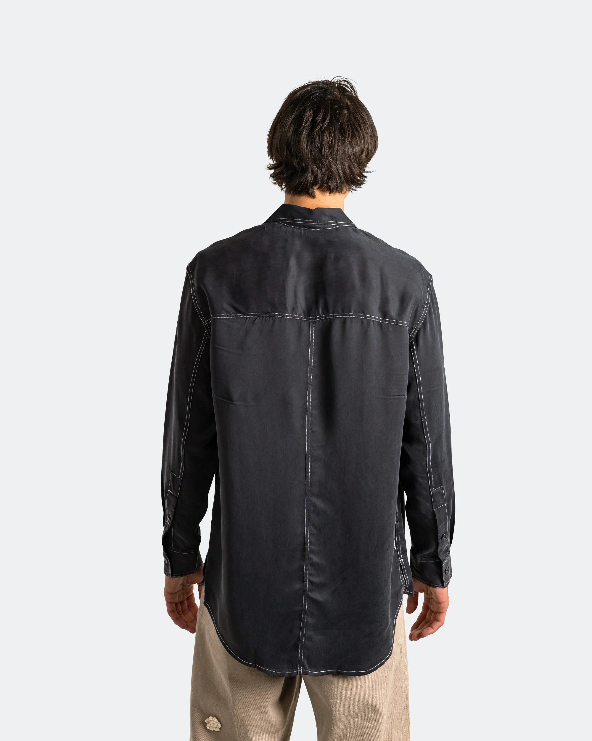 LS Oversized Shirt - Black Peach Cupro - Image 4