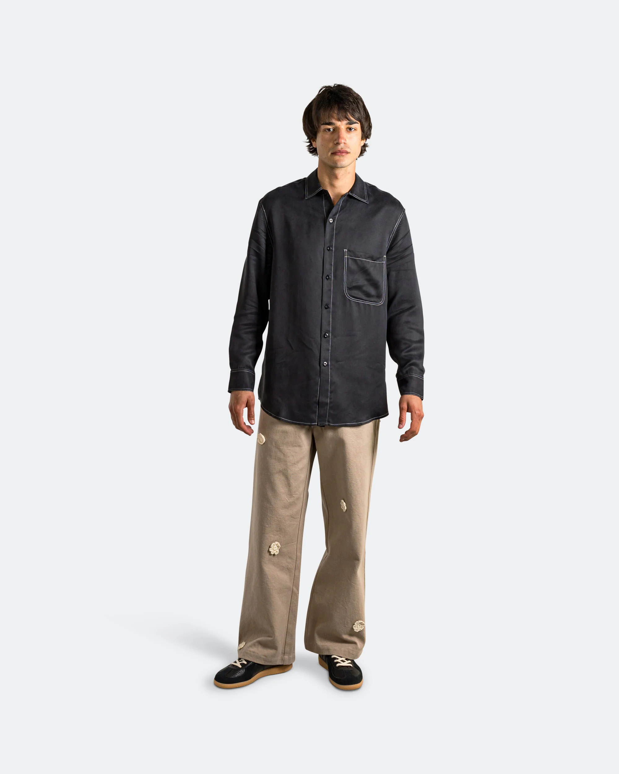 LS Oversized Shirt - Black Peach Cupro - Image 6