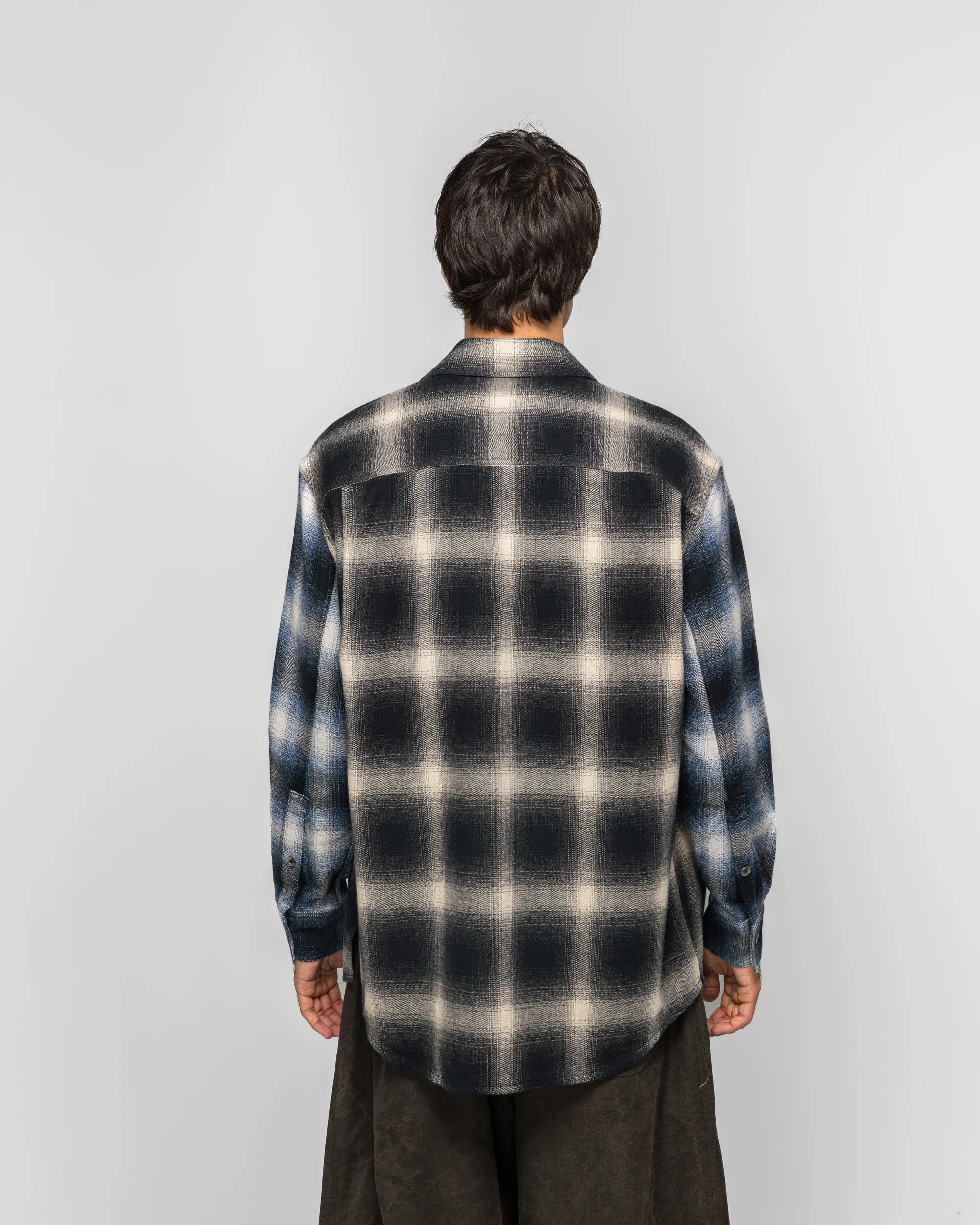 Pleated Box LS Shirt - Black Tartan Check - Image 4