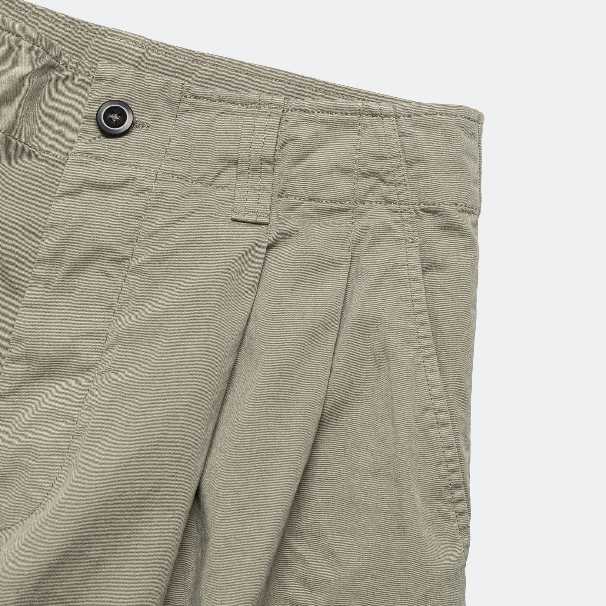 Stitch Pleat Trouser - Tough Cotton Twill Eucalyptus - Image 3