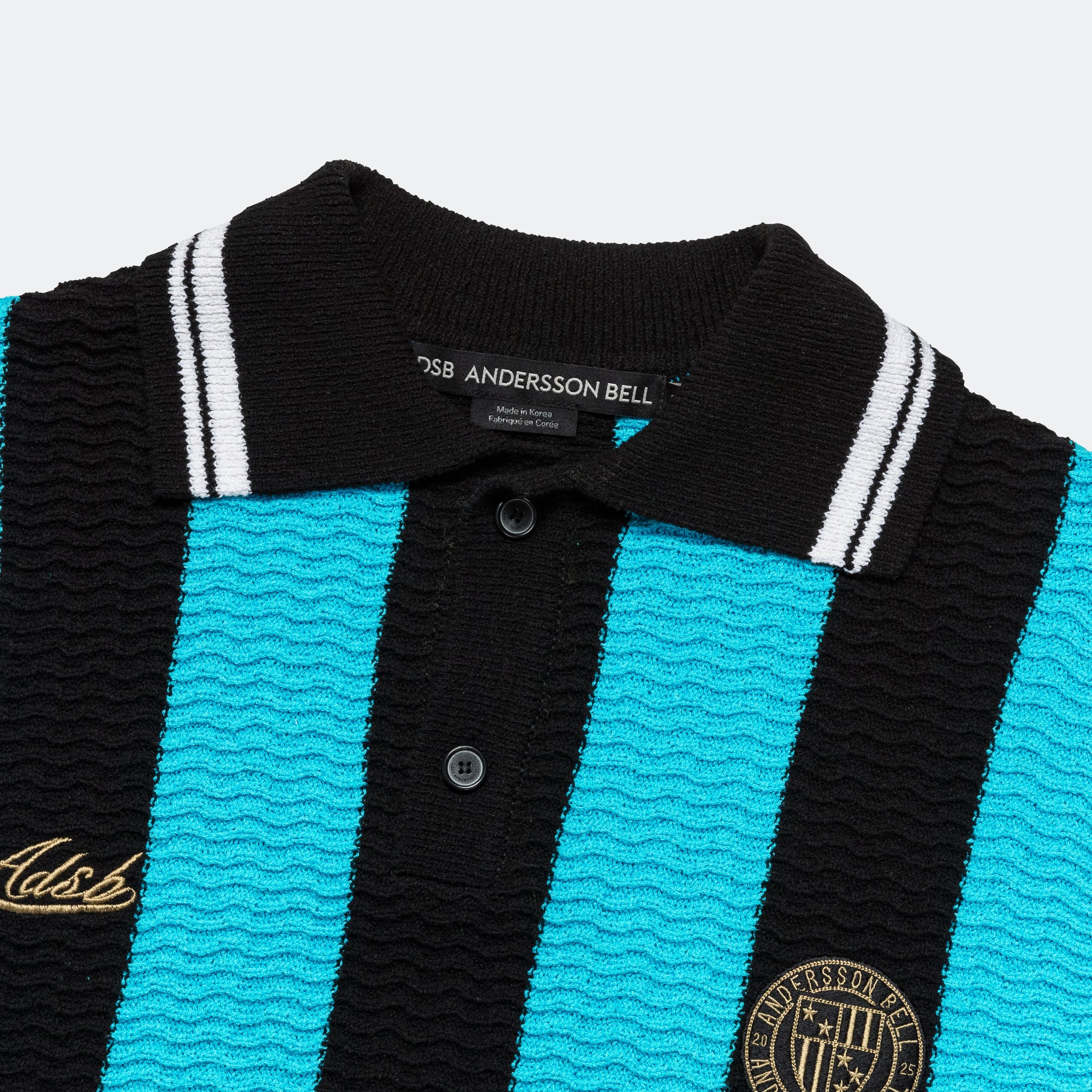 Stripe Soccer Polo Sweater - Black/Blue - Image 3