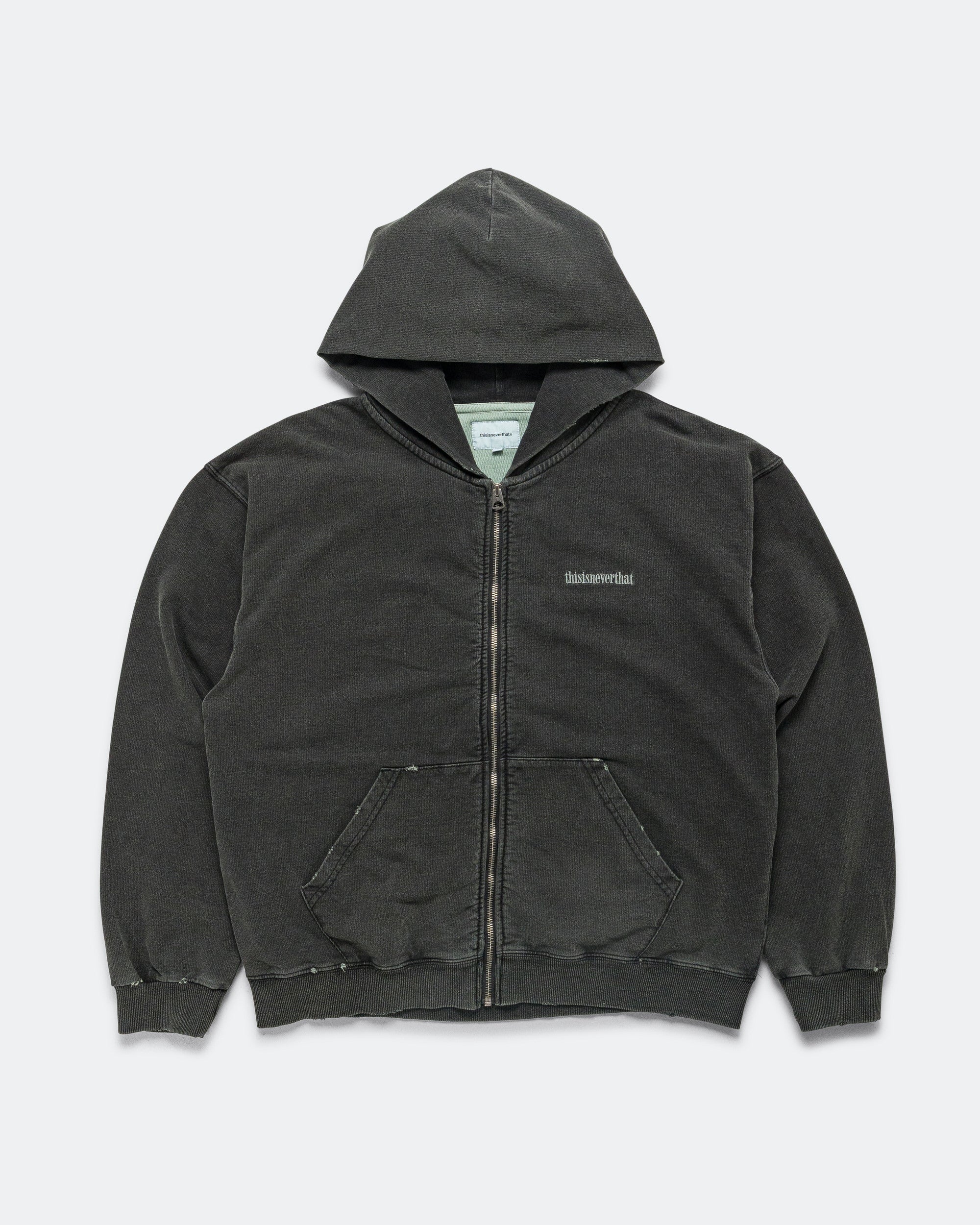 Damaged Zip Up Hoodie - Faded Black