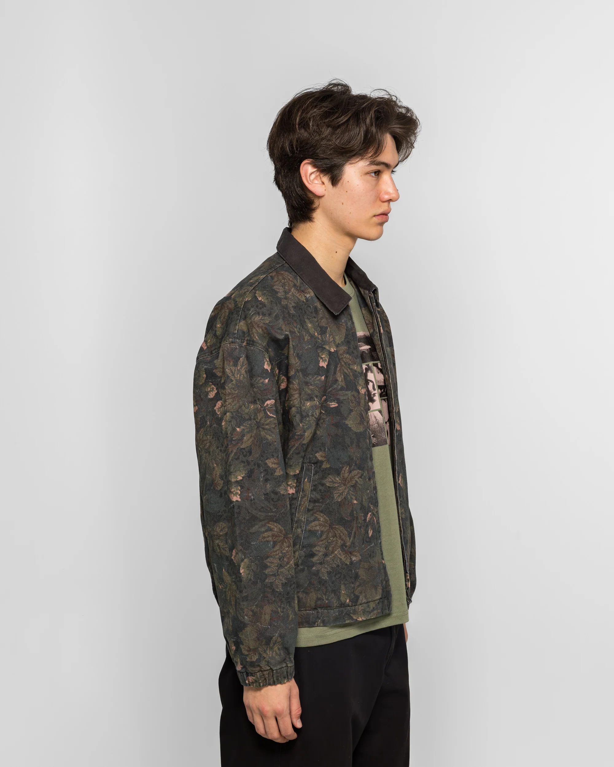 Denim Blouson Jacket - Flower - Image 3