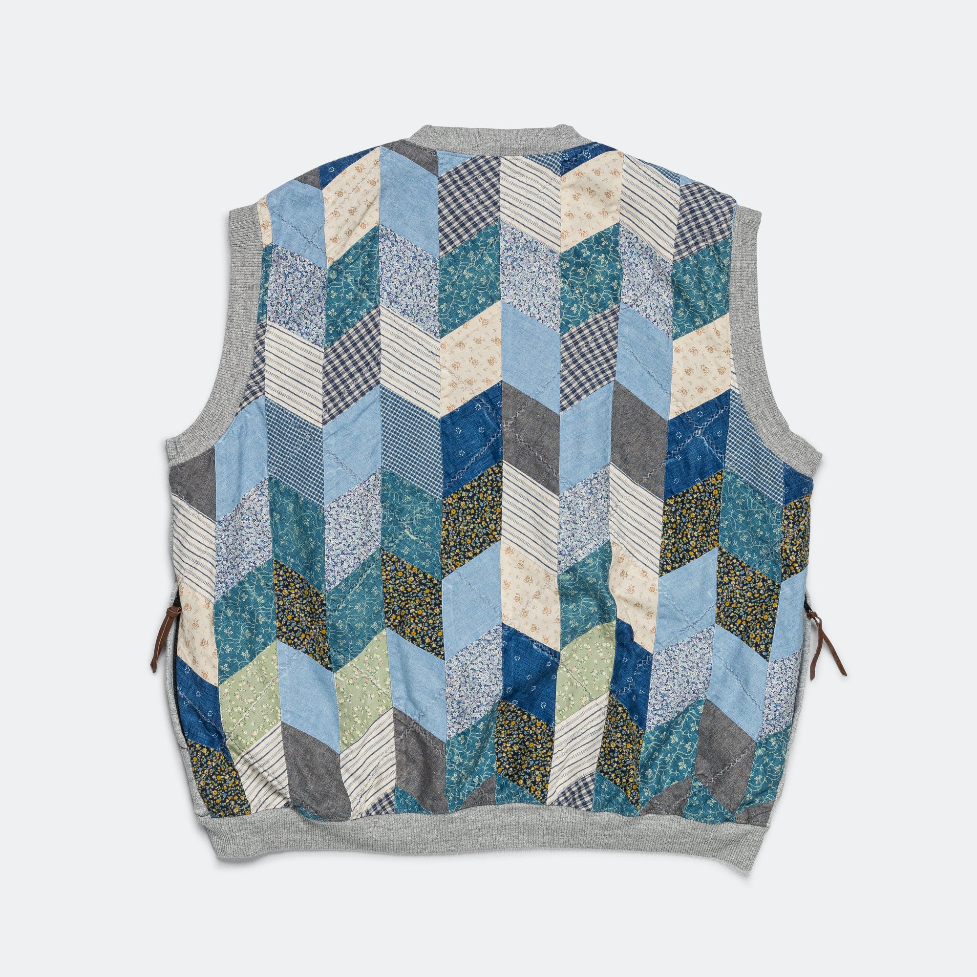 TOP SWT Knit x YABANE Quilt 2 TONES BIG Vest - Grey/IDG - Image 2