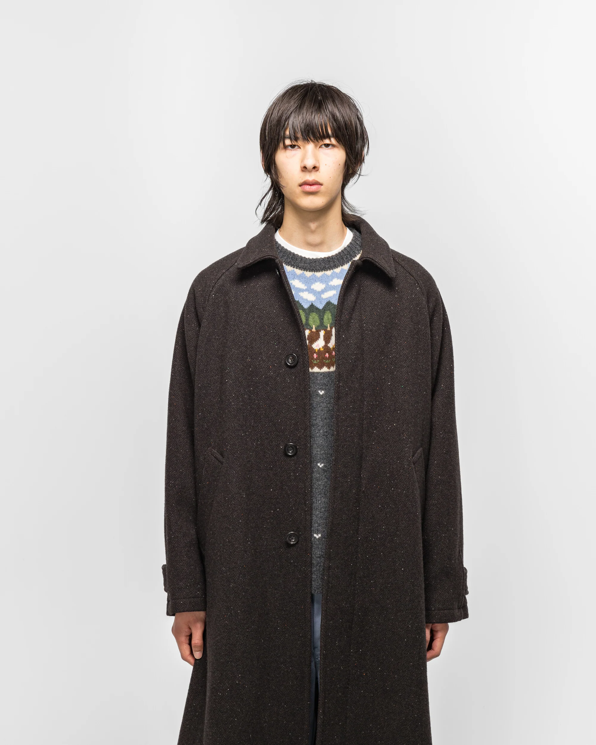 Balmacaan Coat - Brown Nep Tweed - Image 2