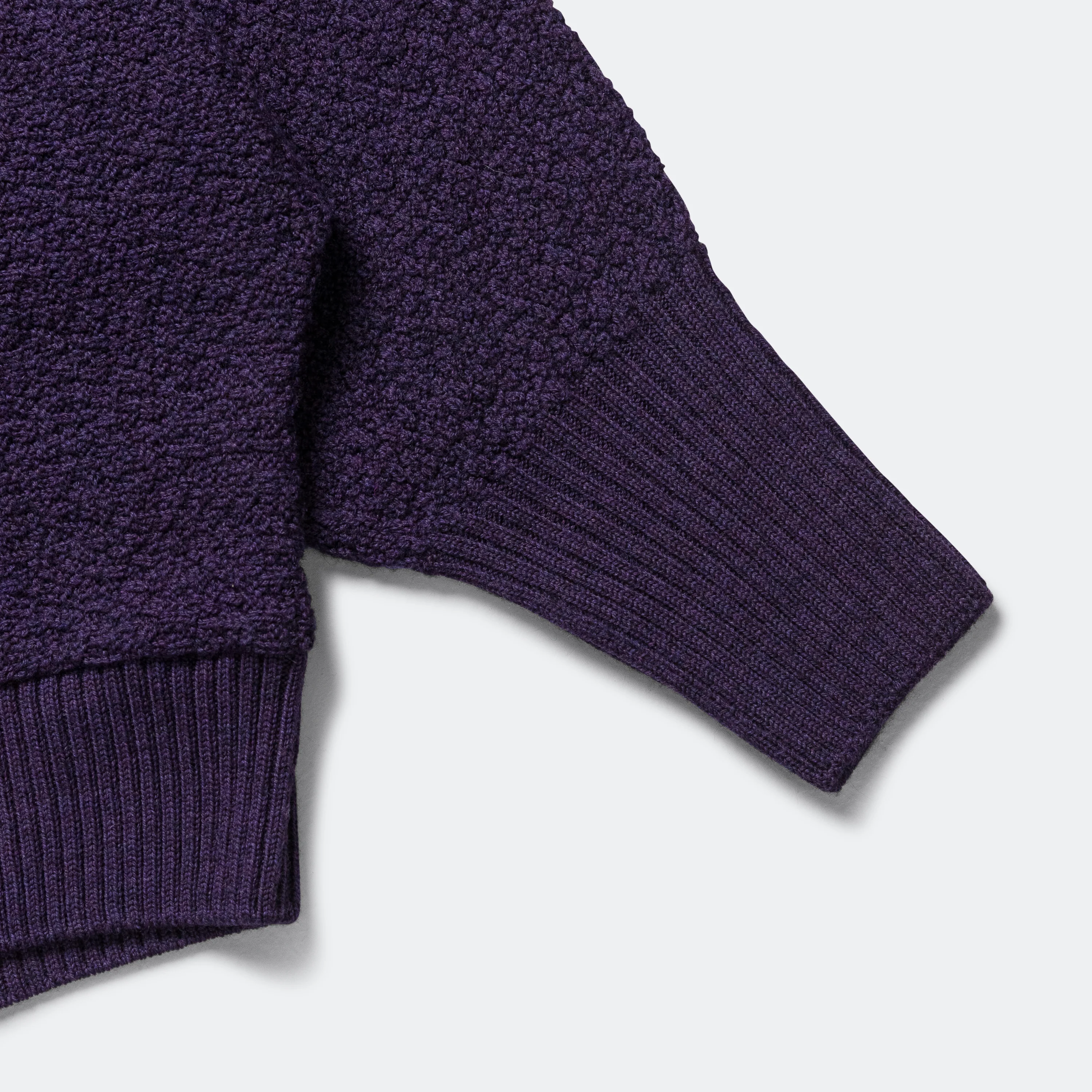 V-Neck Cardigan - Purple Merino Wool Knit - Image 4