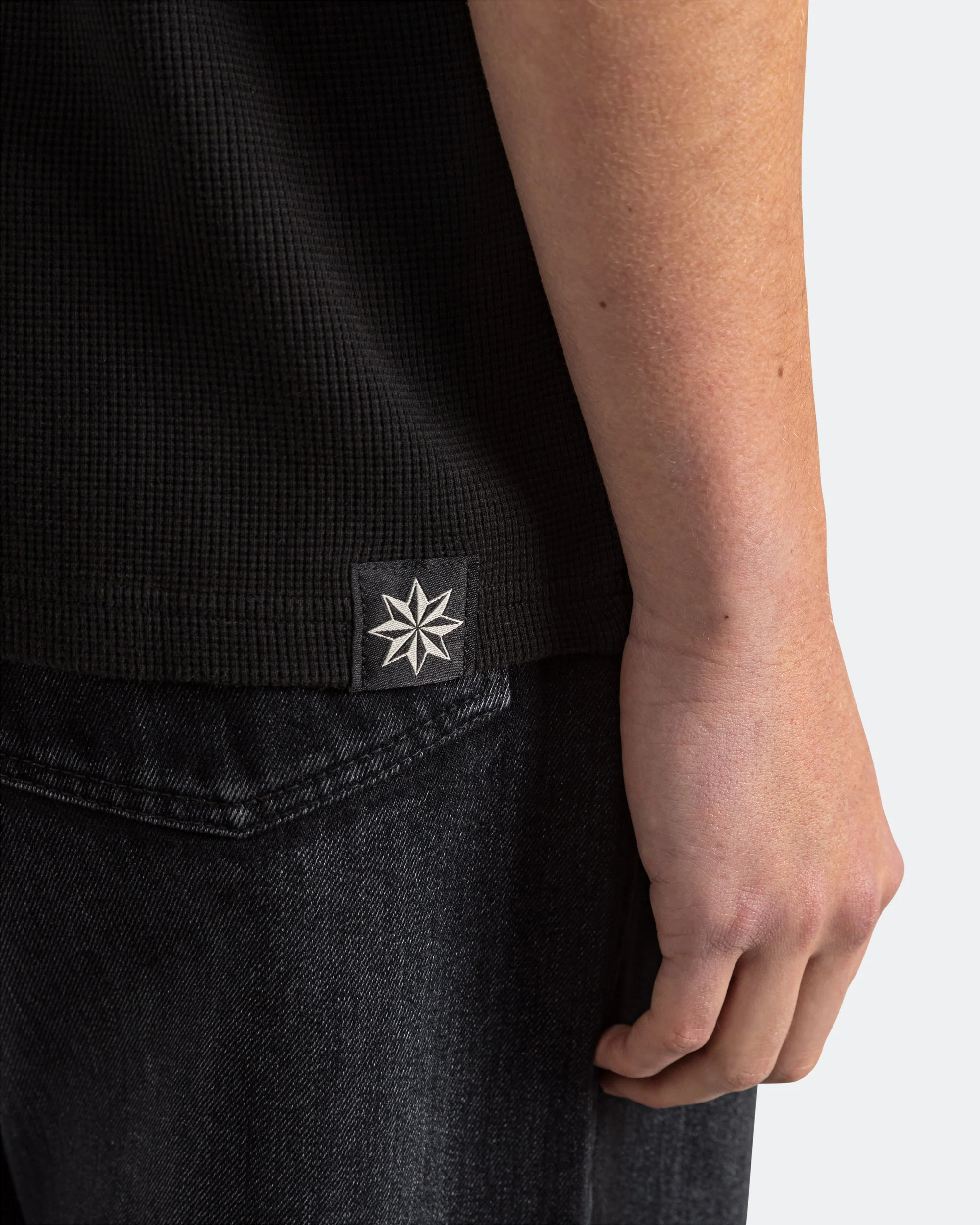Waffle Boxy Tee - Black - Image 5