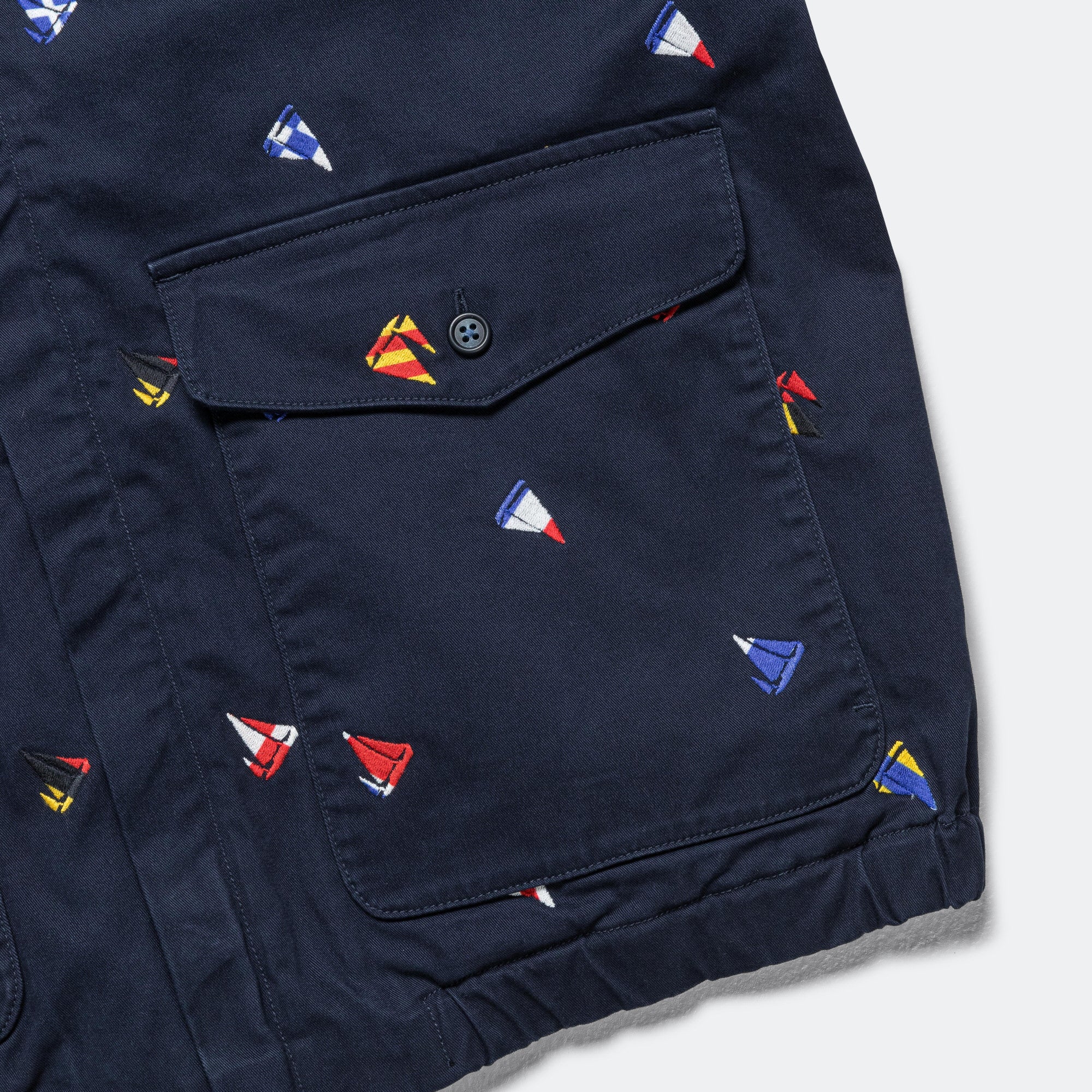 Zipper Blouson Embroidery On Print - Navy - Image 4
