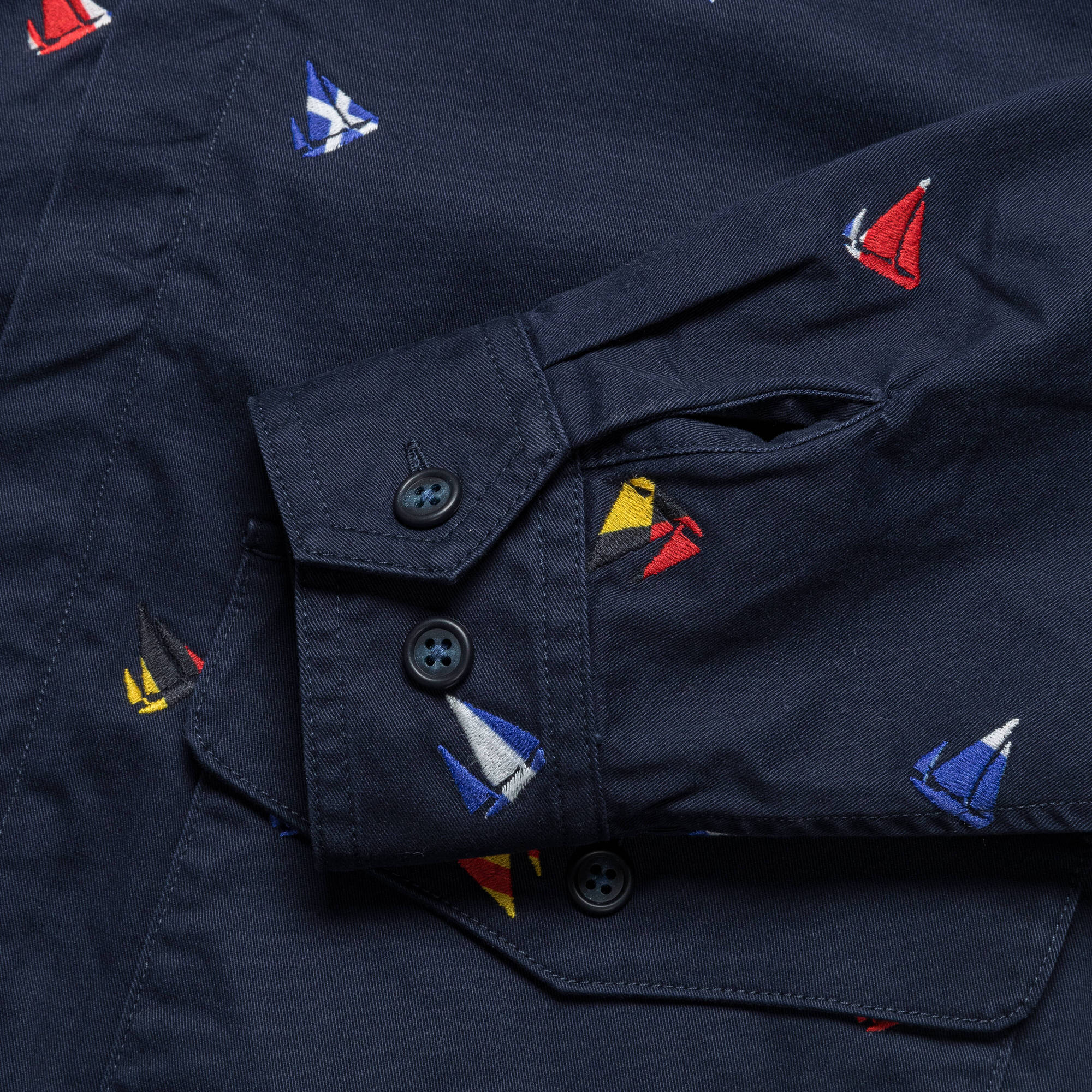 Zipper Blouson Embroidery On Print - Navy - Image 5