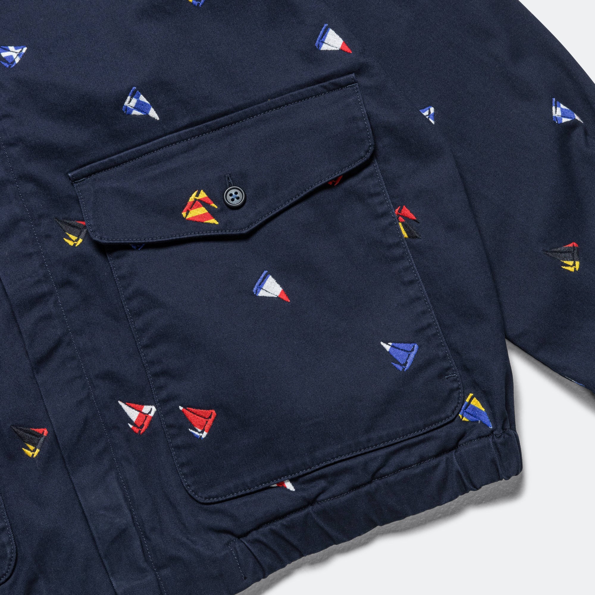 Zipper Blouson Embroidery On Print - Navy - Image 6