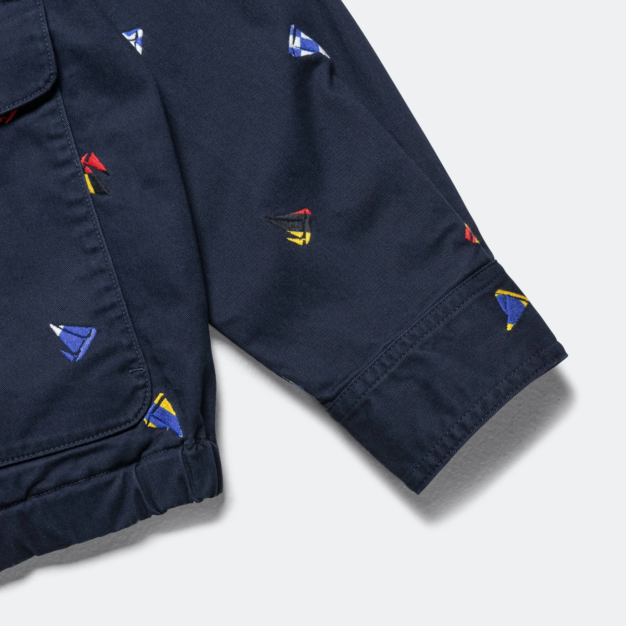 Zipper Blouson Embroidery On Print - Navy - Image 7